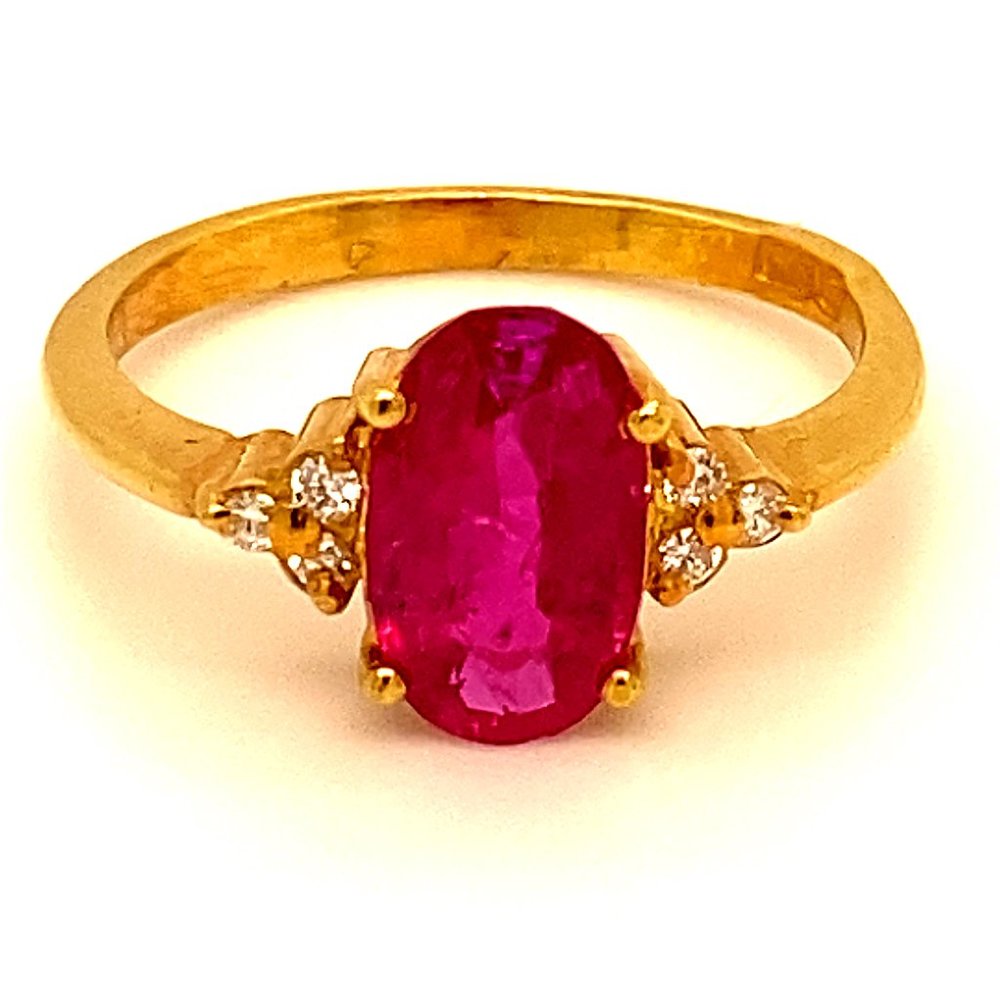 Jegdalek Ruby 2.32ct Diamonds 22K Yellow Gold Ring